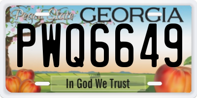 GA license plate PWQ6649