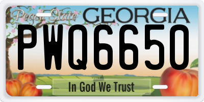 GA license plate PWQ6650