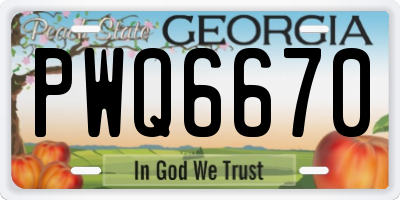 GA license plate PWQ6670