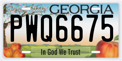 GA license plate PWQ6675
