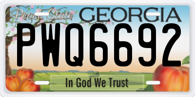 GA license plate PWQ6692
