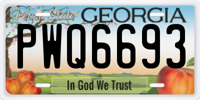 GA license plate PWQ6693