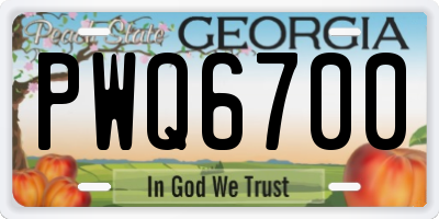 GA license plate PWQ6700