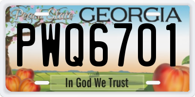 GA license plate PWQ6701
