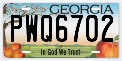GA license plate PWQ6702