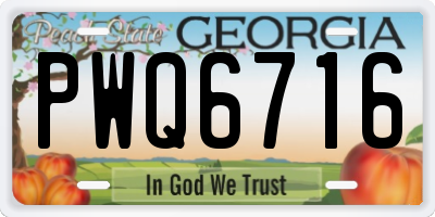 GA license plate PWQ6716