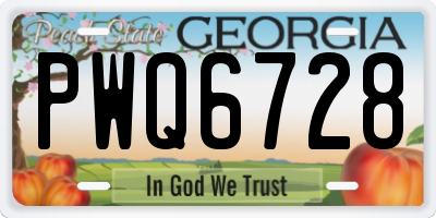 GA license plate PWQ6728
