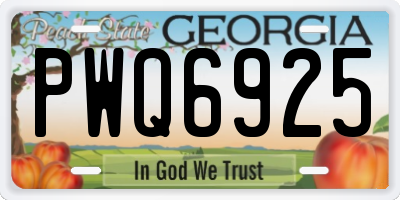 GA license plate PWQ6925