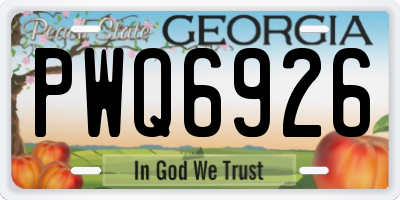 GA license plate PWQ6926