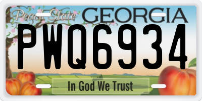 GA license plate PWQ6934