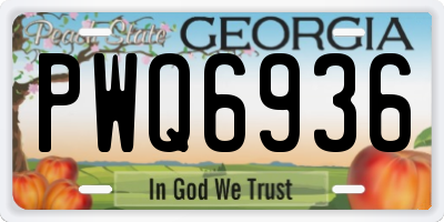 GA license plate PWQ6936