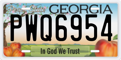 GA license plate PWQ6954