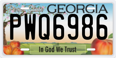 GA license plate PWQ6986