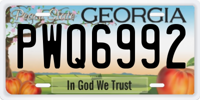 GA license plate PWQ6992