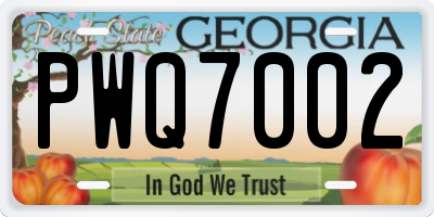 GA license plate PWQ7002
