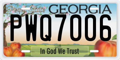 GA license plate PWQ7006
