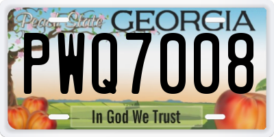 GA license plate PWQ7008