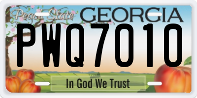 GA license plate PWQ7010