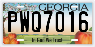 GA license plate PWQ7016