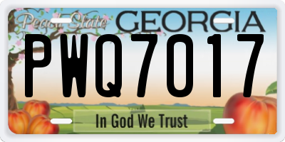GA license plate PWQ7017