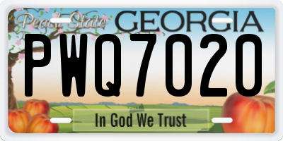 GA license plate PWQ7020