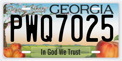 GA license plate PWQ7025