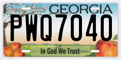 GA license plate PWQ7040