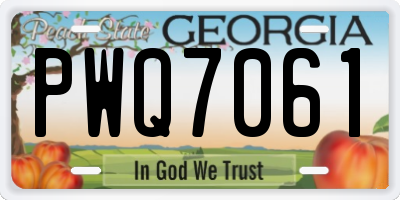 GA license plate PWQ7061