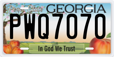 GA license plate PWQ7070
