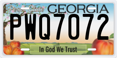 GA license plate PWQ7072