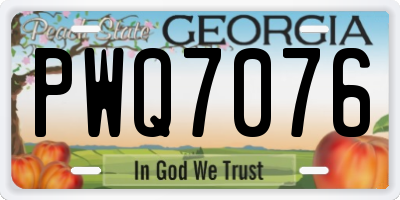 GA license plate PWQ7076