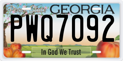 GA license plate PWQ7092