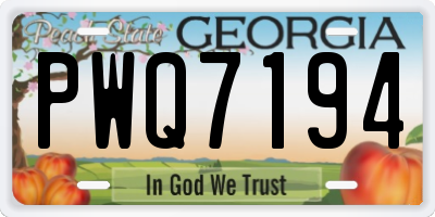 GA license plate PWQ7194
