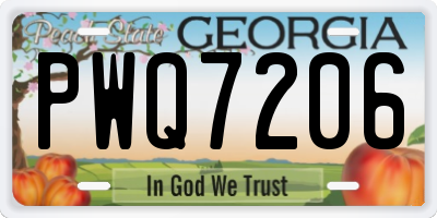 GA license plate PWQ7206