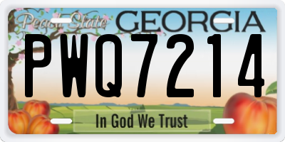 GA license plate PWQ7214