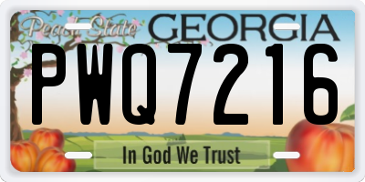 GA license plate PWQ7216