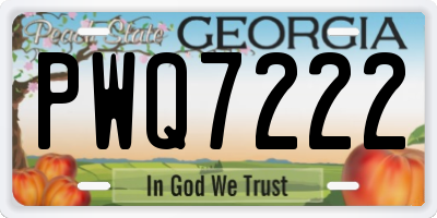 GA license plate PWQ7222