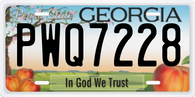 GA license plate PWQ7228