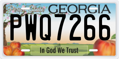 GA license plate PWQ7266