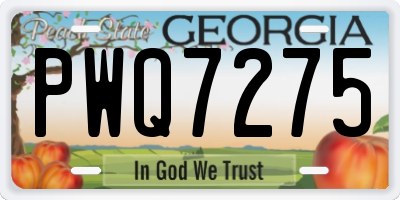 GA license plate PWQ7275