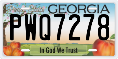 GA license plate PWQ7278