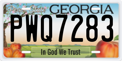GA license plate PWQ7283