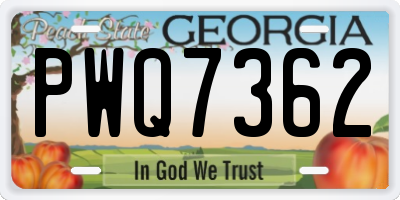 GA license plate PWQ7362