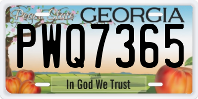 GA license plate PWQ7365
