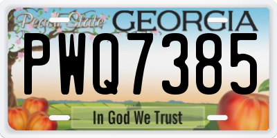 GA license plate PWQ7385