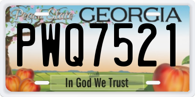 GA license plate PWQ7521