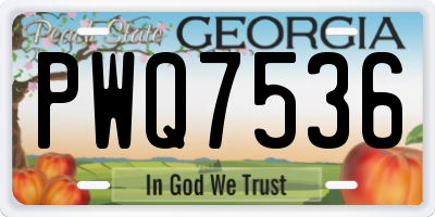 GA license plate PWQ7536