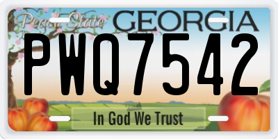 GA license plate PWQ7542