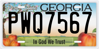 GA license plate PWQ7567