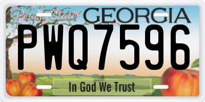 GA license plate PWQ7596